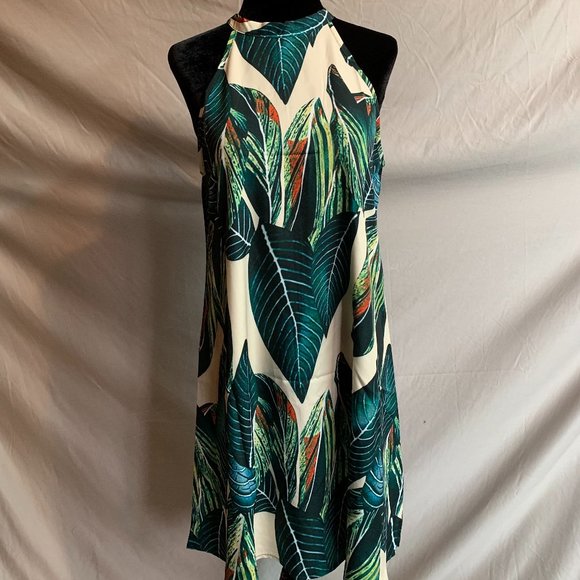 Tropical Print Tie Back Halter Dress - Picture 8 of 12